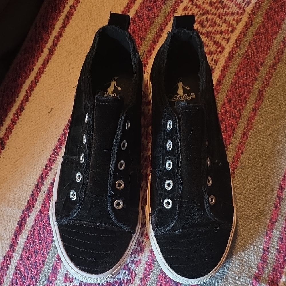 Corkys Black Velvet Slip-On Sneakers
